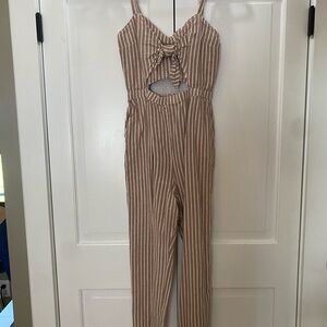 Abercrombie & Fitch Beige Striped Jumpsuit